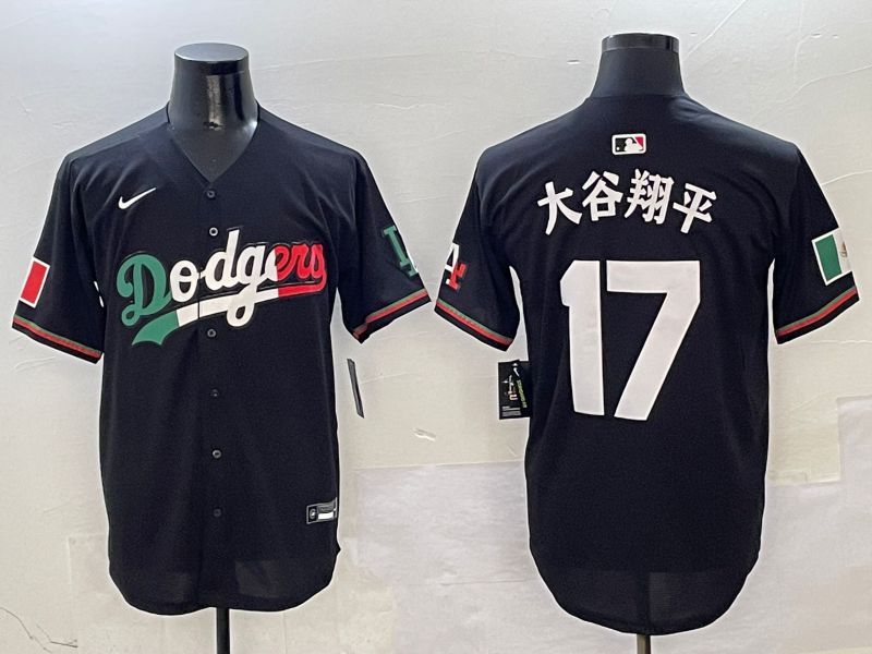 Men Los Angeles Dodgers #17 Ohtani Black Mexico Nike 2025 MLB Jersey style 1